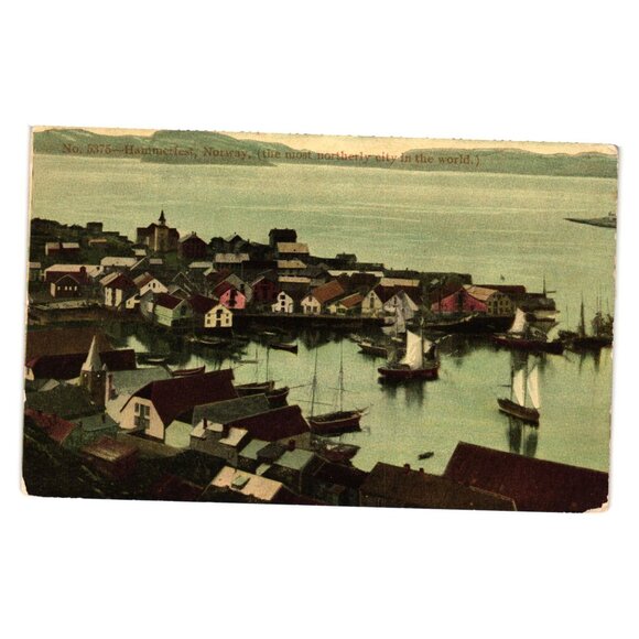 Hammerfest Norway Most Northerly City In The World Postcard Antique Collectible - Picture 1 of 2